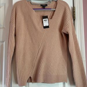 Guess pink “LS ALIVIA RIB ASYM SWEATER”